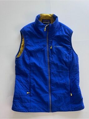 Patagonia Womens Blue nano-air Quilted Insulated Vest with Yellow inside M